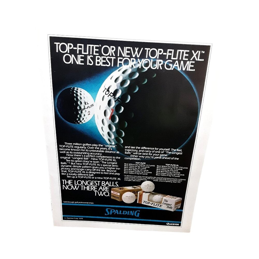 1979 Spalding Top Flite Golf Balls Original Print Ad vintage